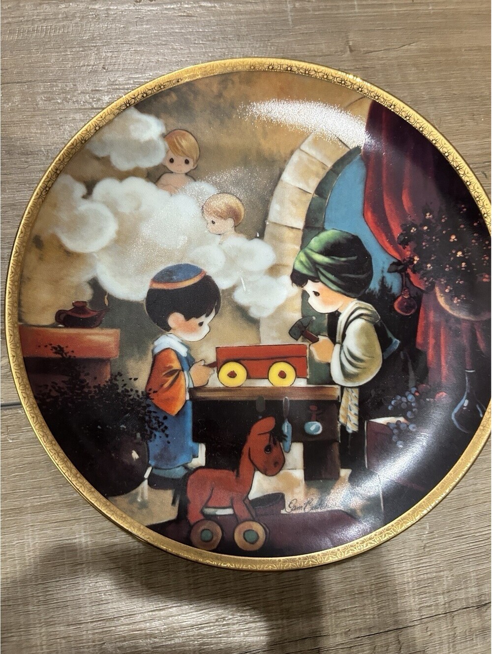 Precious Moments Carpenter Shop Collector Plate Bible Story Plate Collection Sam